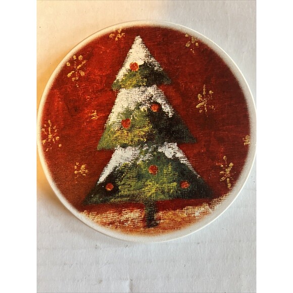 Cypress Home Christmas Deluxe Absorbant Ceramic 4-Coaster Wooden Box Set Cork - Picture 11 of 15